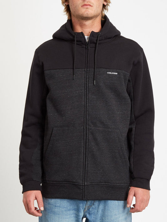 Single Stone Div Gefütterter Kapuzenpullover mit Reißverschluss - HEATHER BLACK