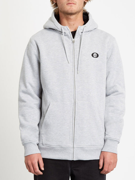 Kapuzenjacke mit Reißverschluss und Einzelstein-Futter - Heather Grey