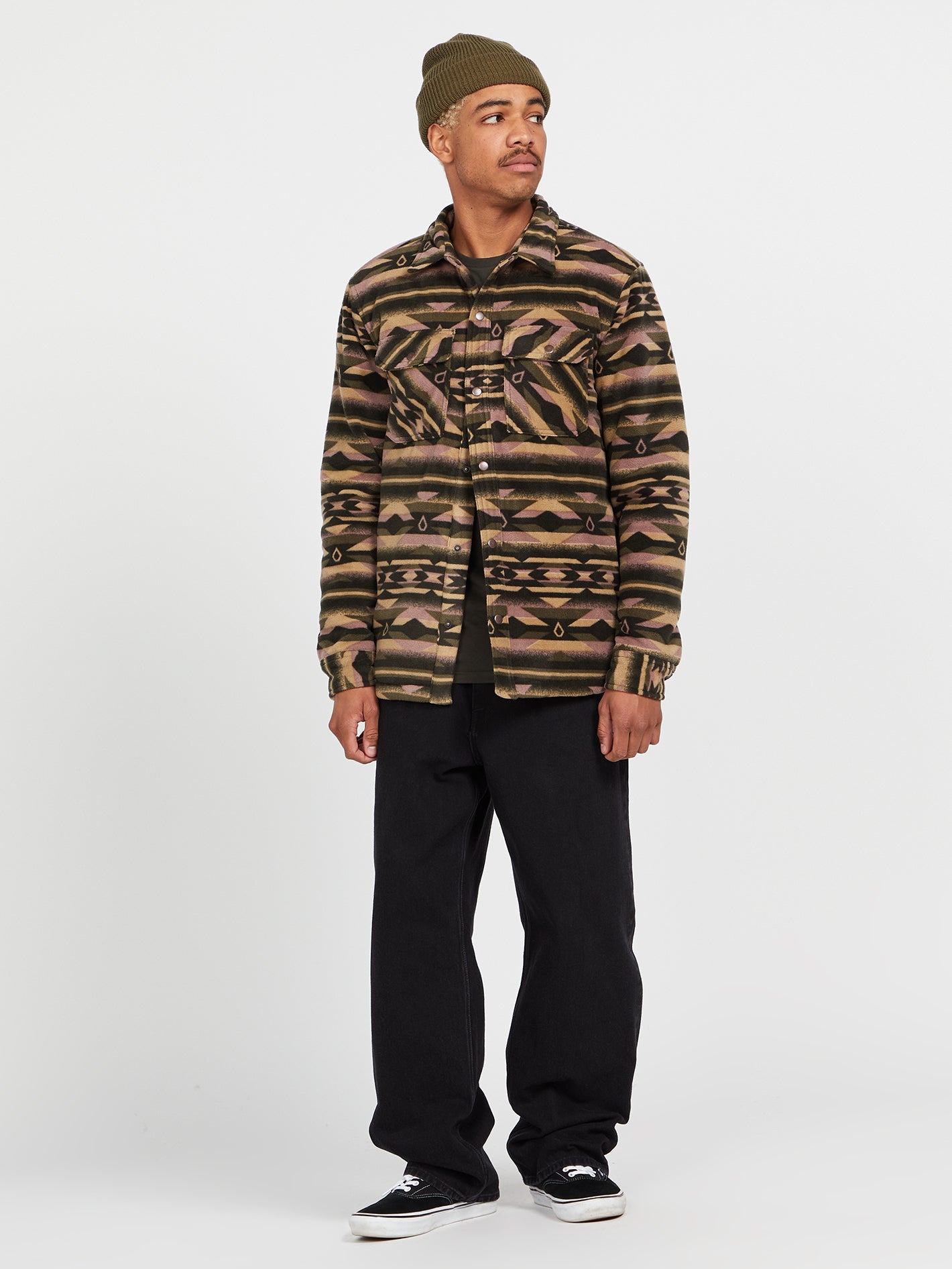 Bowered Fleece-Überhemd - MILITÄR