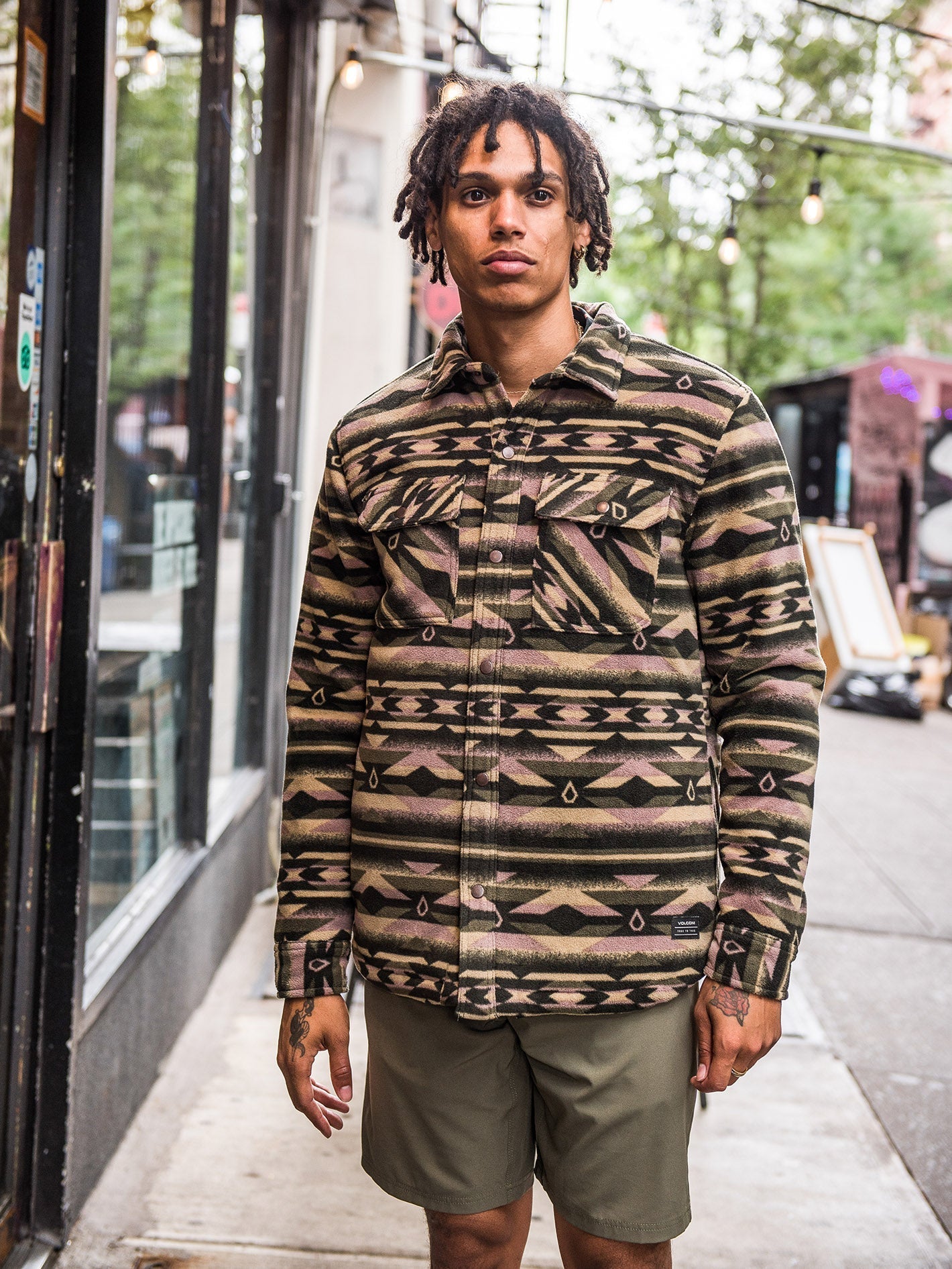 Bowered Fleece Hemdjacke - MILITARY