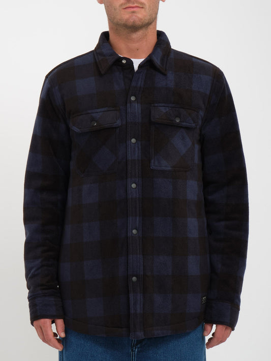 Bowered Fleece-Überhemd - MARINEBLAU