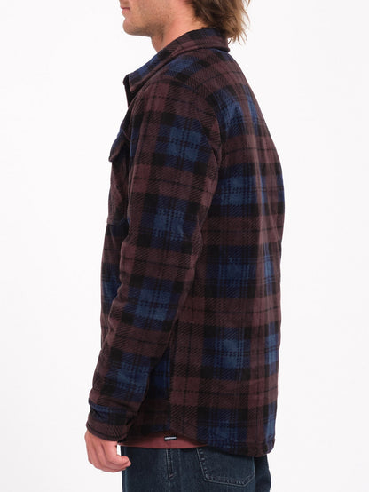 Bowered Fleece-Overshirt - MERLOT