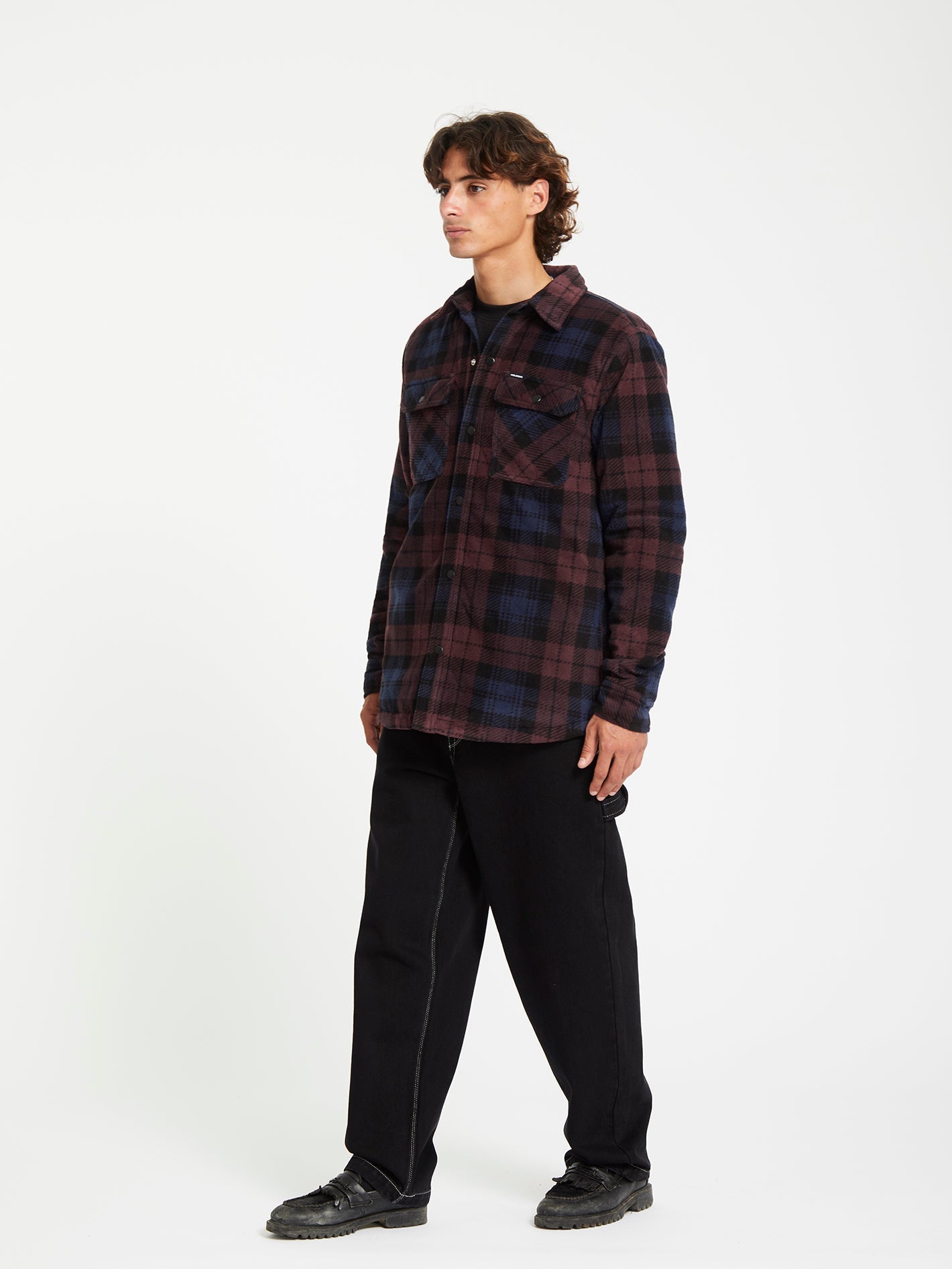 Bowered Fleece-Overshirt - MERLOT