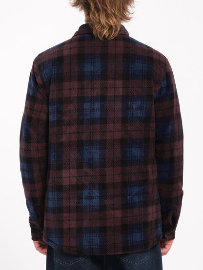 Bowered Fleece-Overshirt - MERLOT