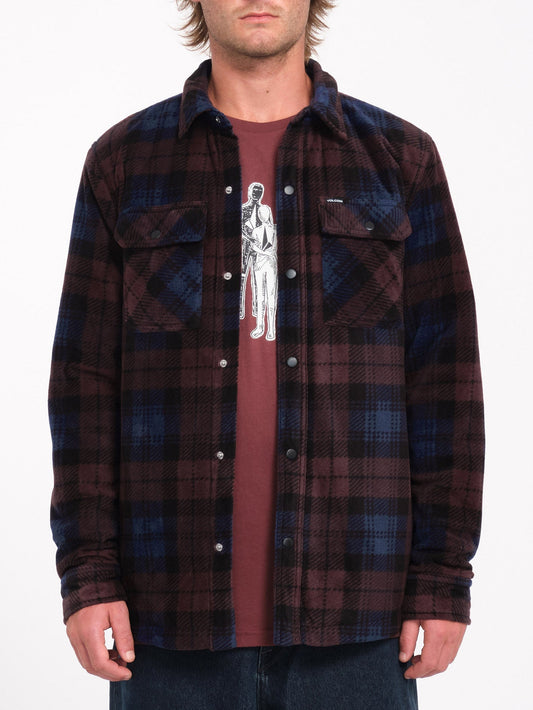 Bowered Fleece Overshirt - MERLOT