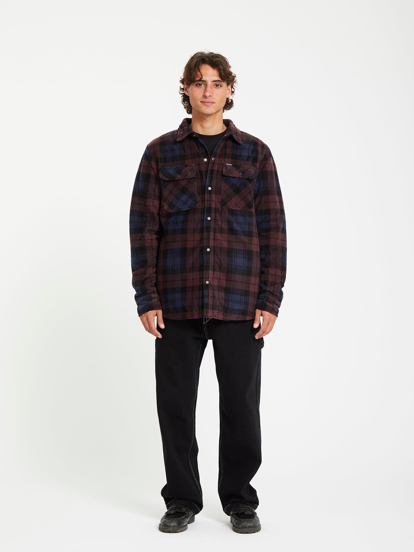Bowered Fleece-Overshirt - MERLOT