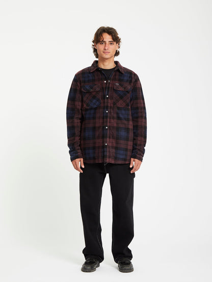Bowered Fleece-Overshirt - MERLOT