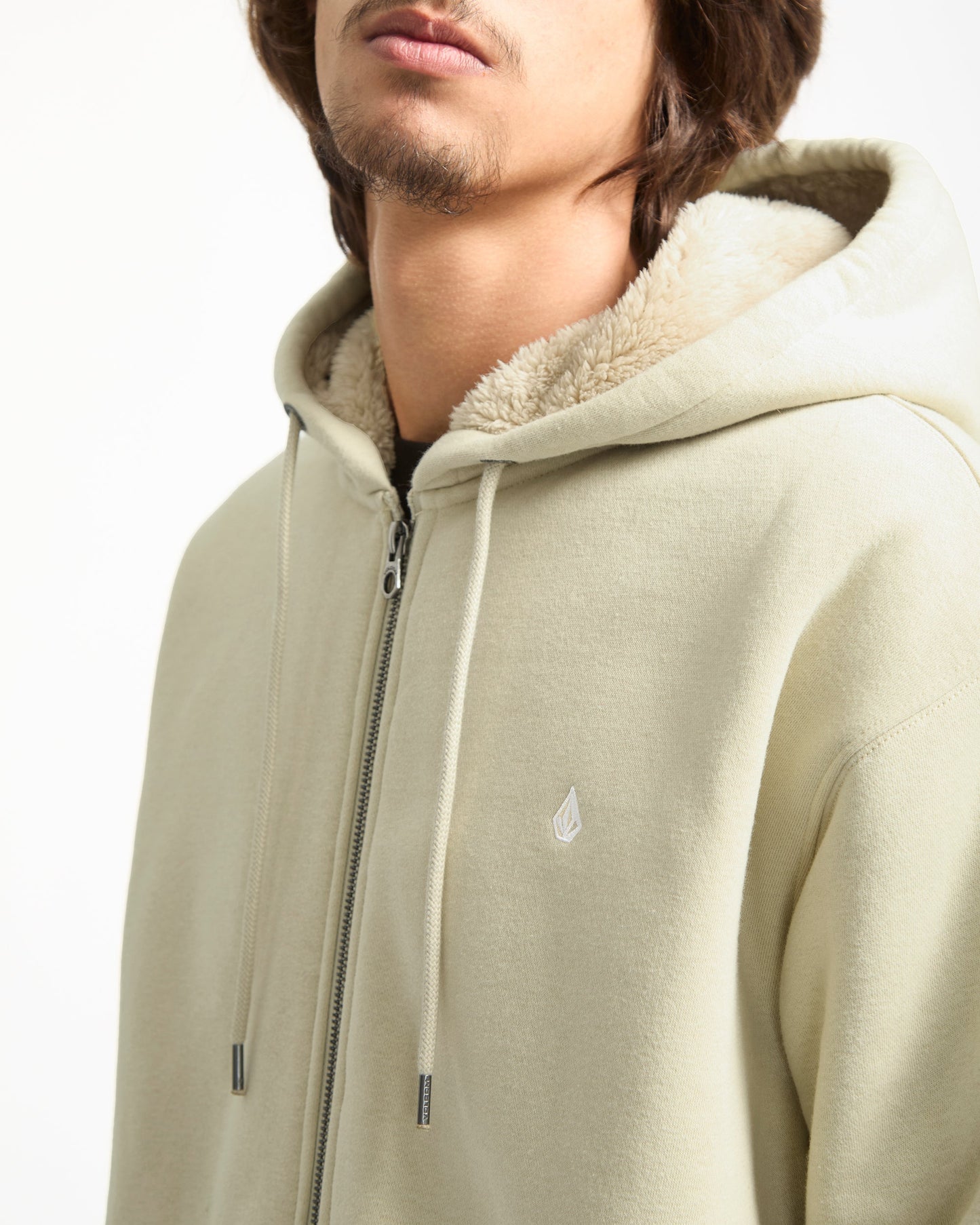 Sweat À Capuche Zippé Single Stone - Light Beige