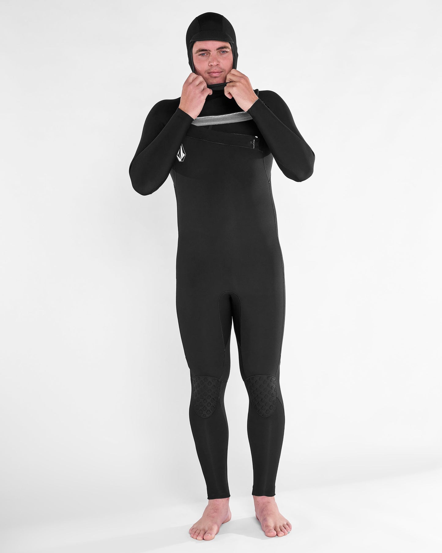 Combinaison De Surf Modulator À Capuche 5/4/3 Mm Zippée Poitrine - Black