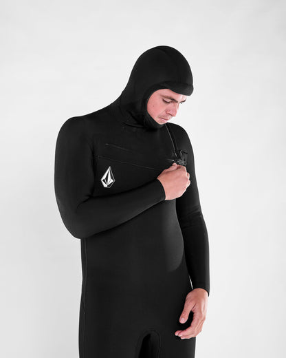 Combinaison De Surf Modulator À Capuche 5/4/3 Mm Zippée Poitrine - Black