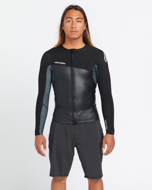 1,5 mm Neoprenjacke mit Reißverschluss - SCHWARZ