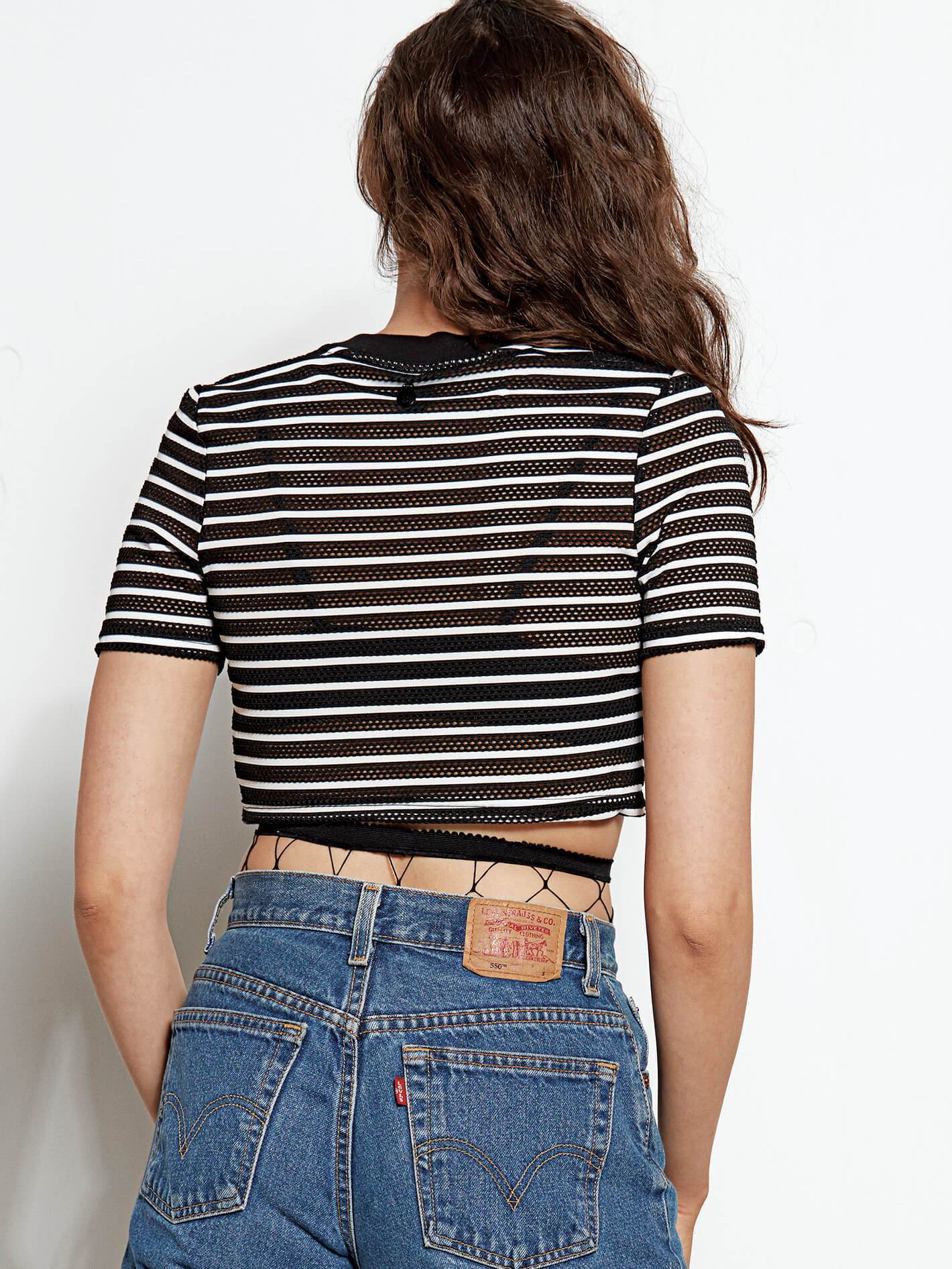 Stripe Row Short Sleeve T-Shirt - Black Combo