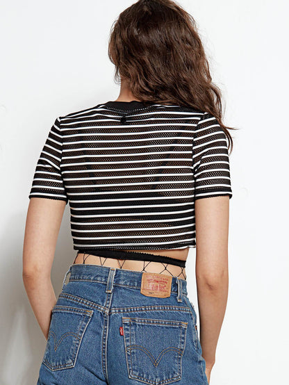 Stripe Row Short Sleeve T-Shirt - Black Combo