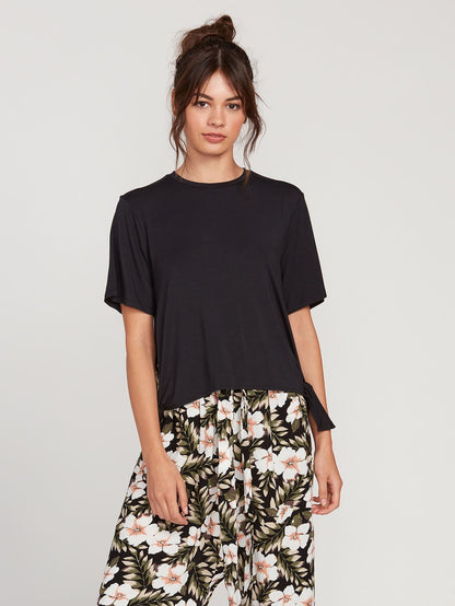 Coco Side Tie T-shirt - BLACK