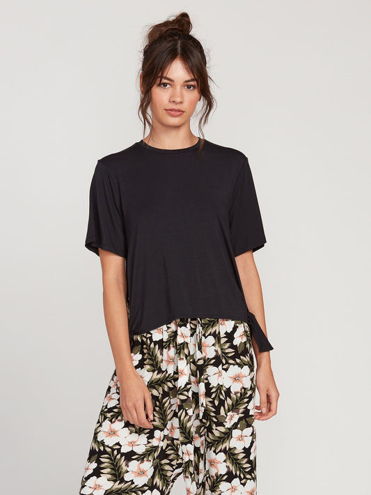 Coco T-Shirt mit seitlicher Krawatte – SCHWARZ