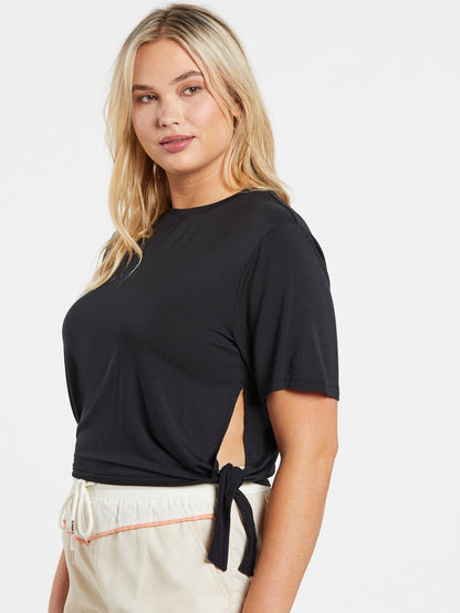 Coco Side Tie T-shirt - BLACK