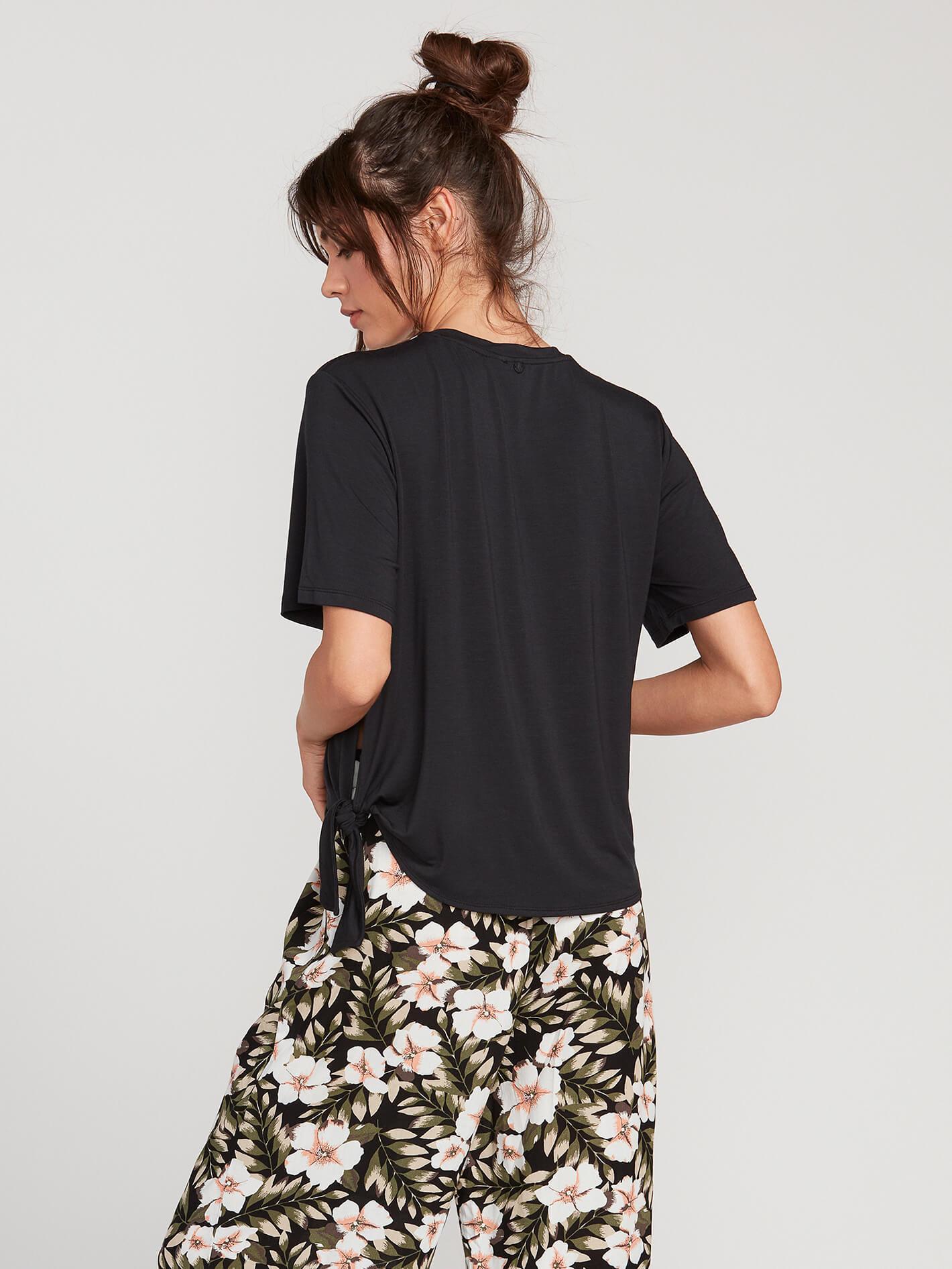 Coco Side Tie T-shirt - BLACK
