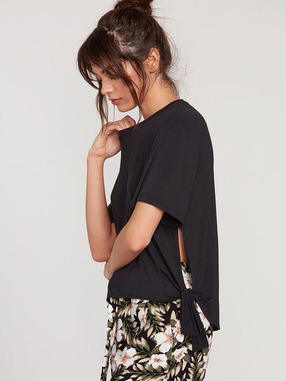 Coco Side Tie T-shirt - BLACK