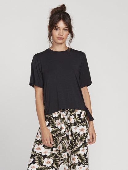 Coco Side Tie T-shirt - BLACK