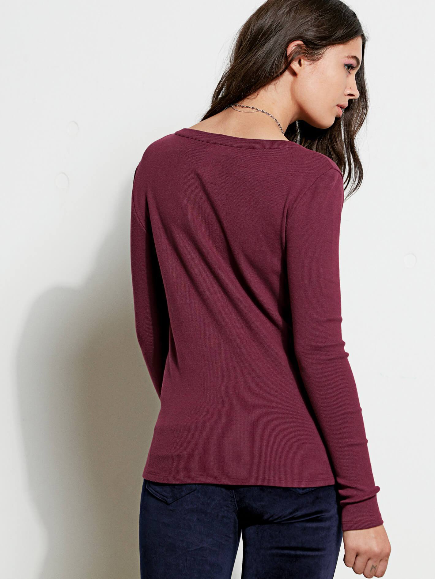GMJ Long Sleeve Ribbed Top - Mulberry