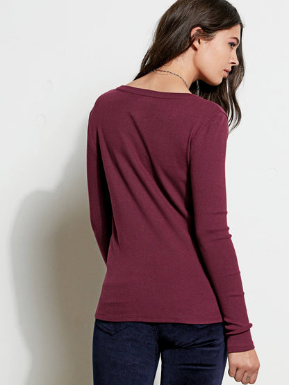 GMJ Long Sleeve Ribbed Top - Mulberry
