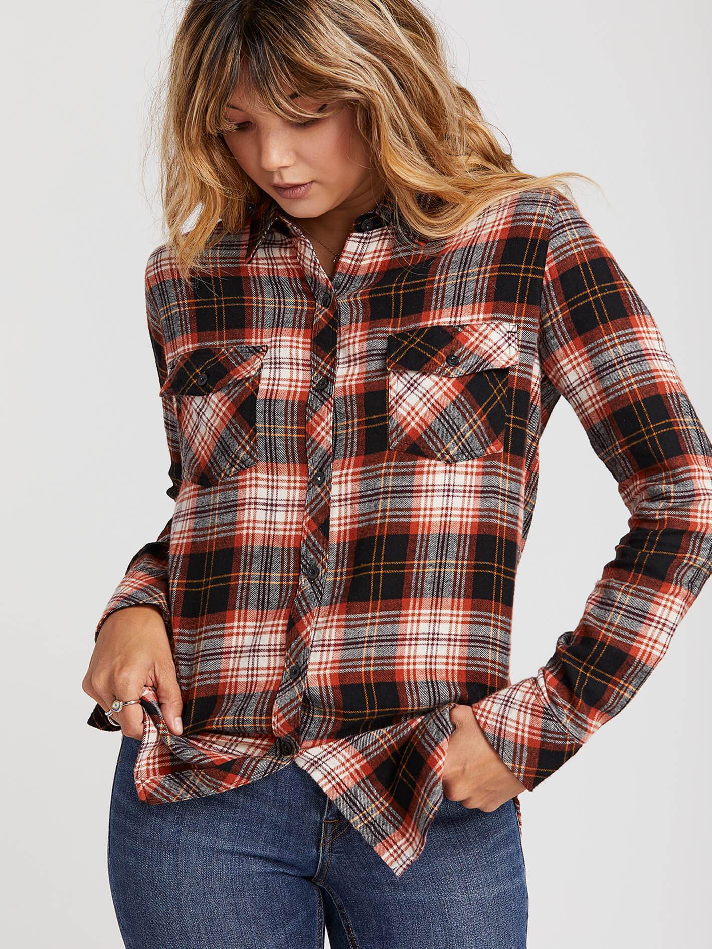 T-shirt Getting Rad Plaid LS - Black Plaid