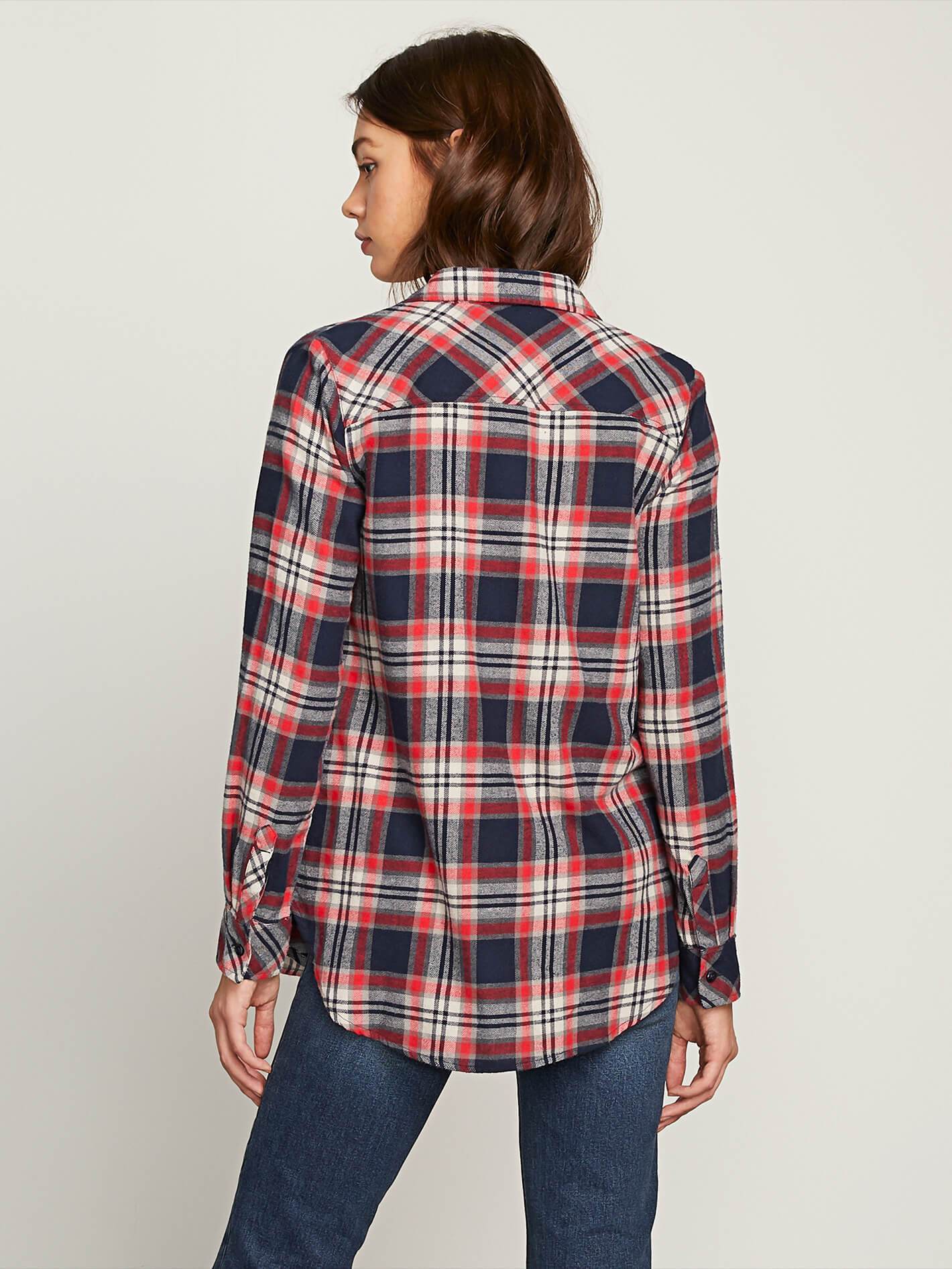 T-shirt Getting Rad Plaid LS - Sea Navy
