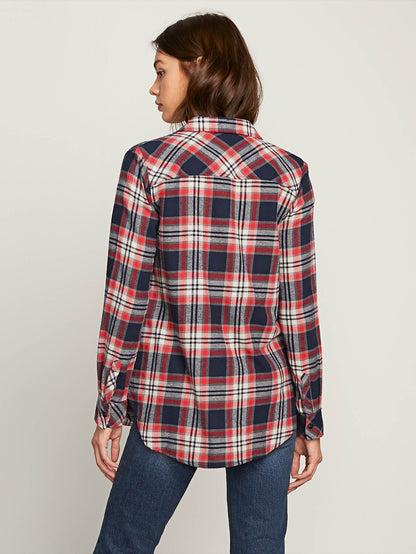 T-shirt Getting Rad Plaid LS - Sea Navy