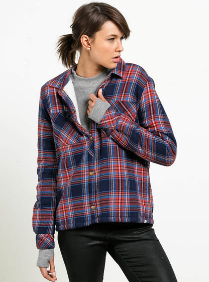Plaid About You Langarm-Flanell - Mitternachtsblau