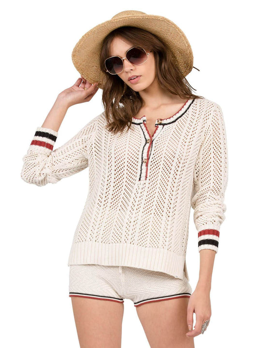 Pull Thumbs Up Henley Stone Row - Vintage White