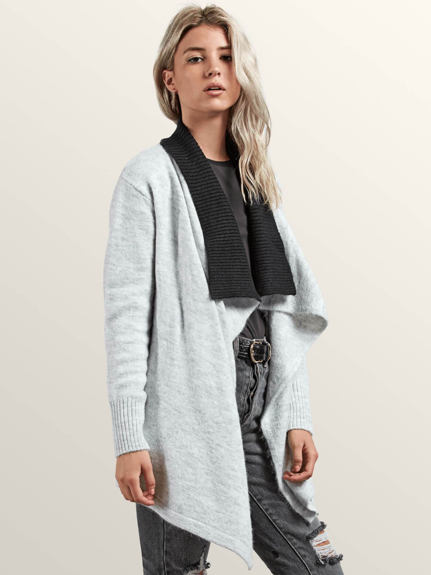 Cold Band Wrap Sweater - Heather Gray