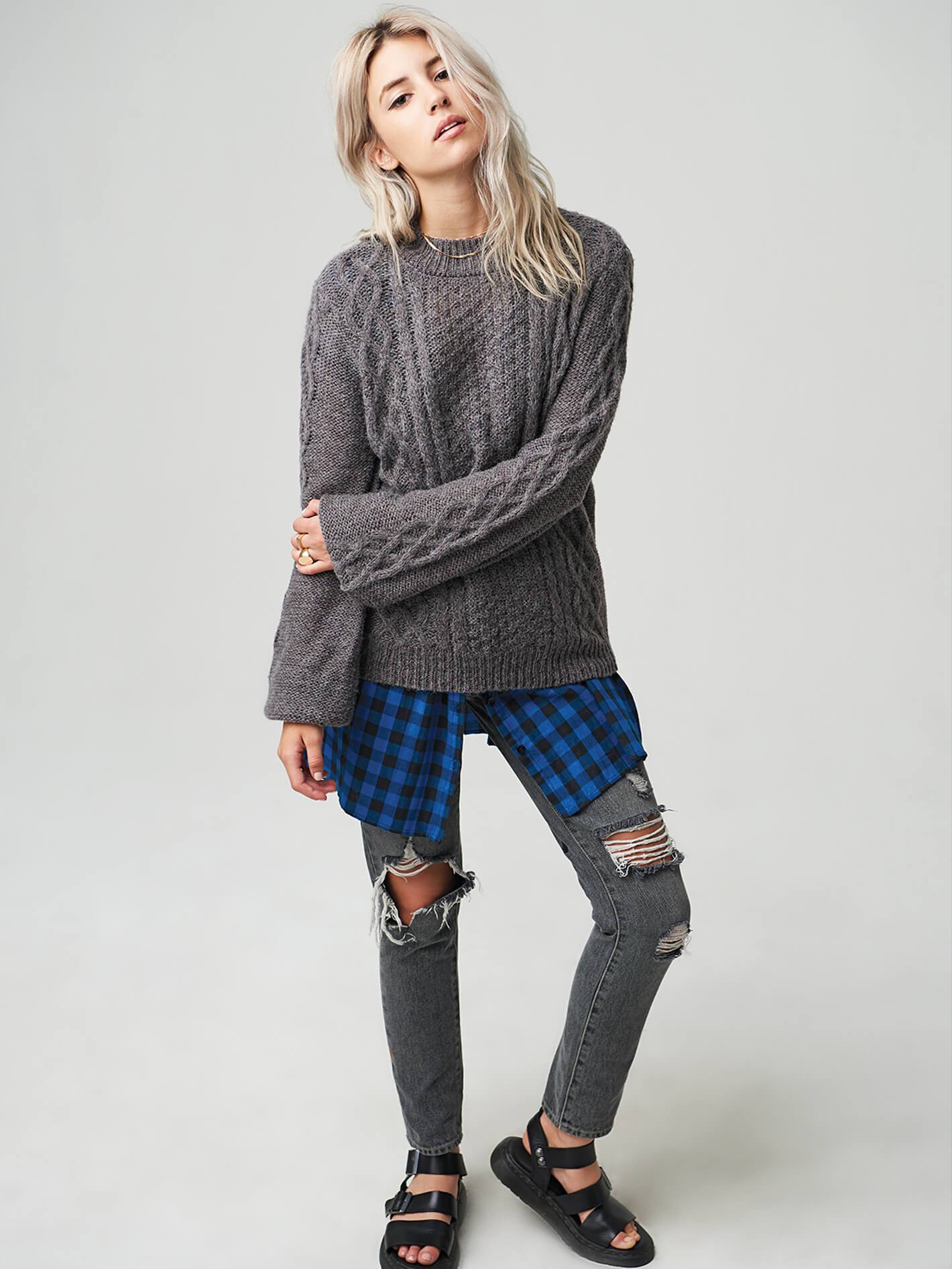Hellooo Sweater - Heather Grey