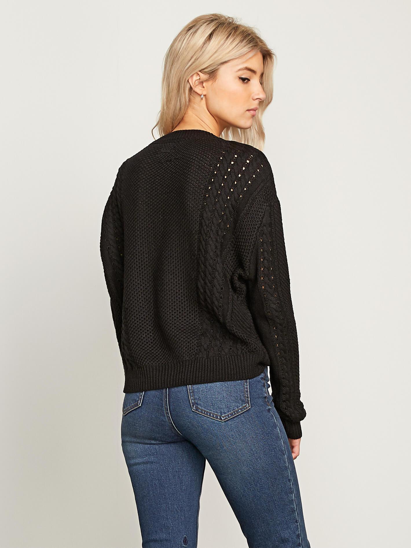 Pullover mit Zopfmuster - Schwarz