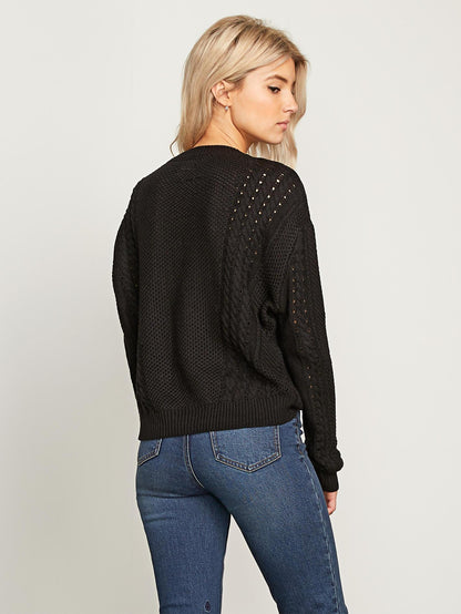 Pullover mit Zopfmuster - Schwarz