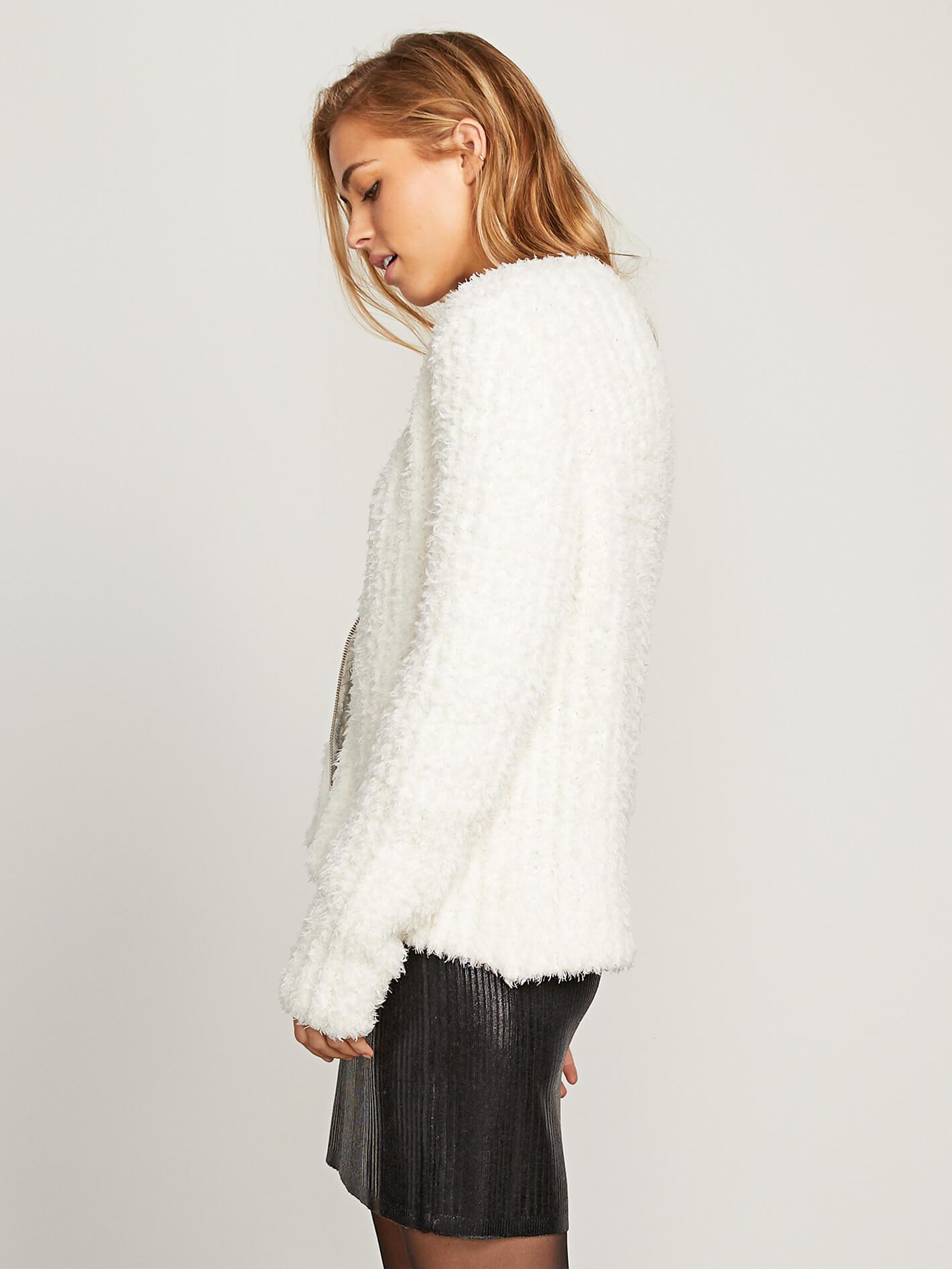 Cardigan mit Pelzenden - Creme
