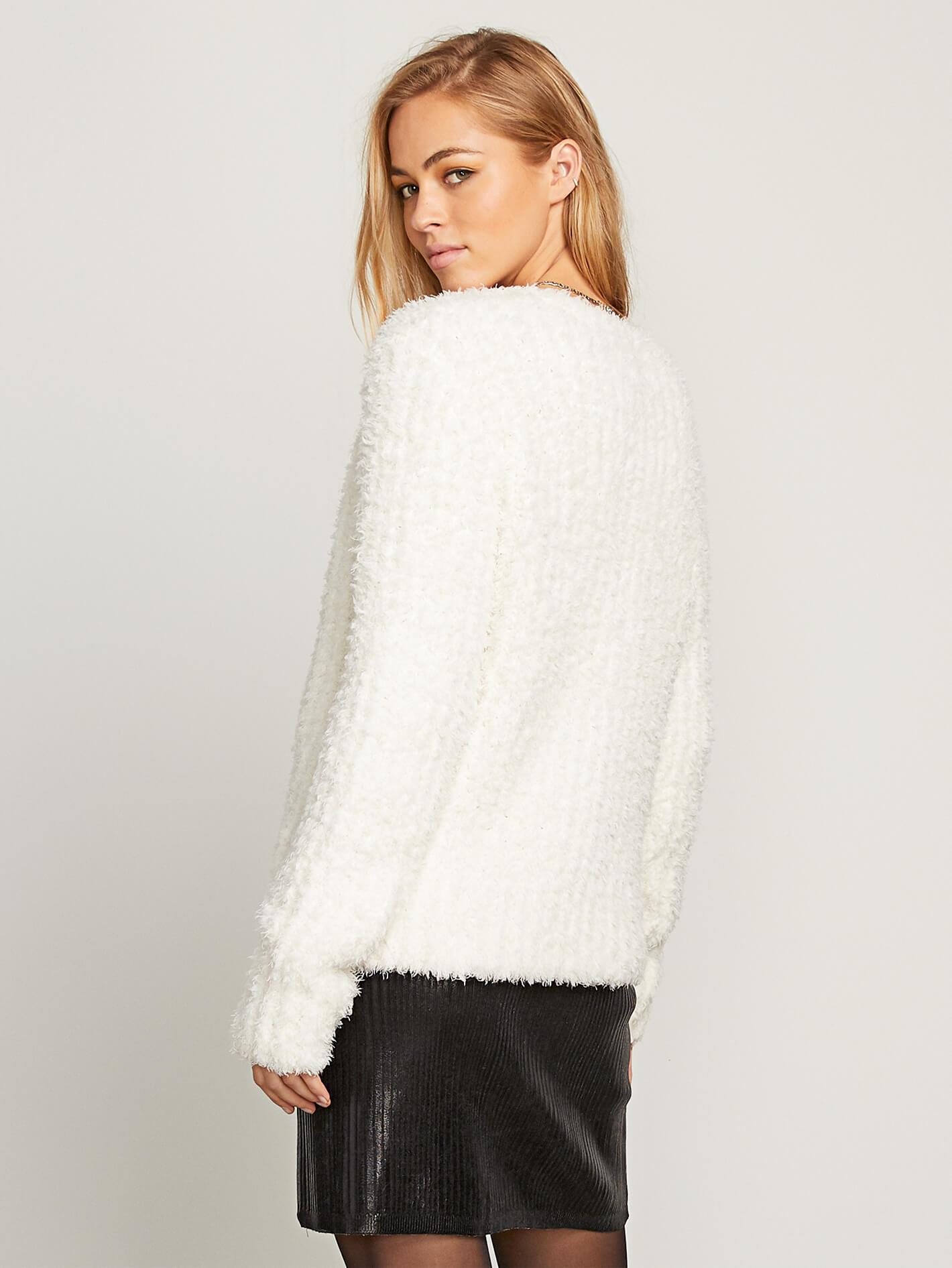 Cardigan mit Pelzenden - Creme