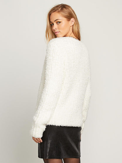 Cardigan mit Pelzenden - Creme