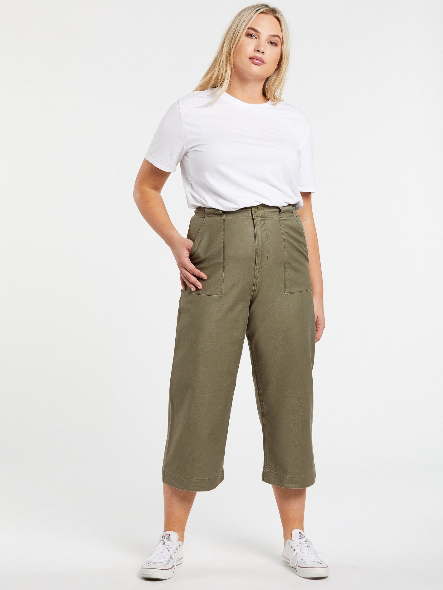 Army Whaler Wide Leg Pants - ARMY GREEN COMBO