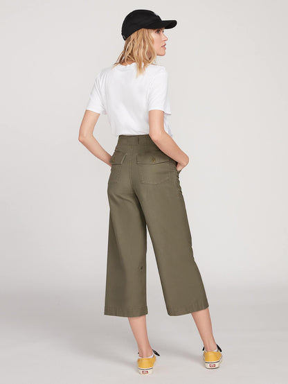 Army Whaler Wide Leg Pants - ARMY GREEN COMBO