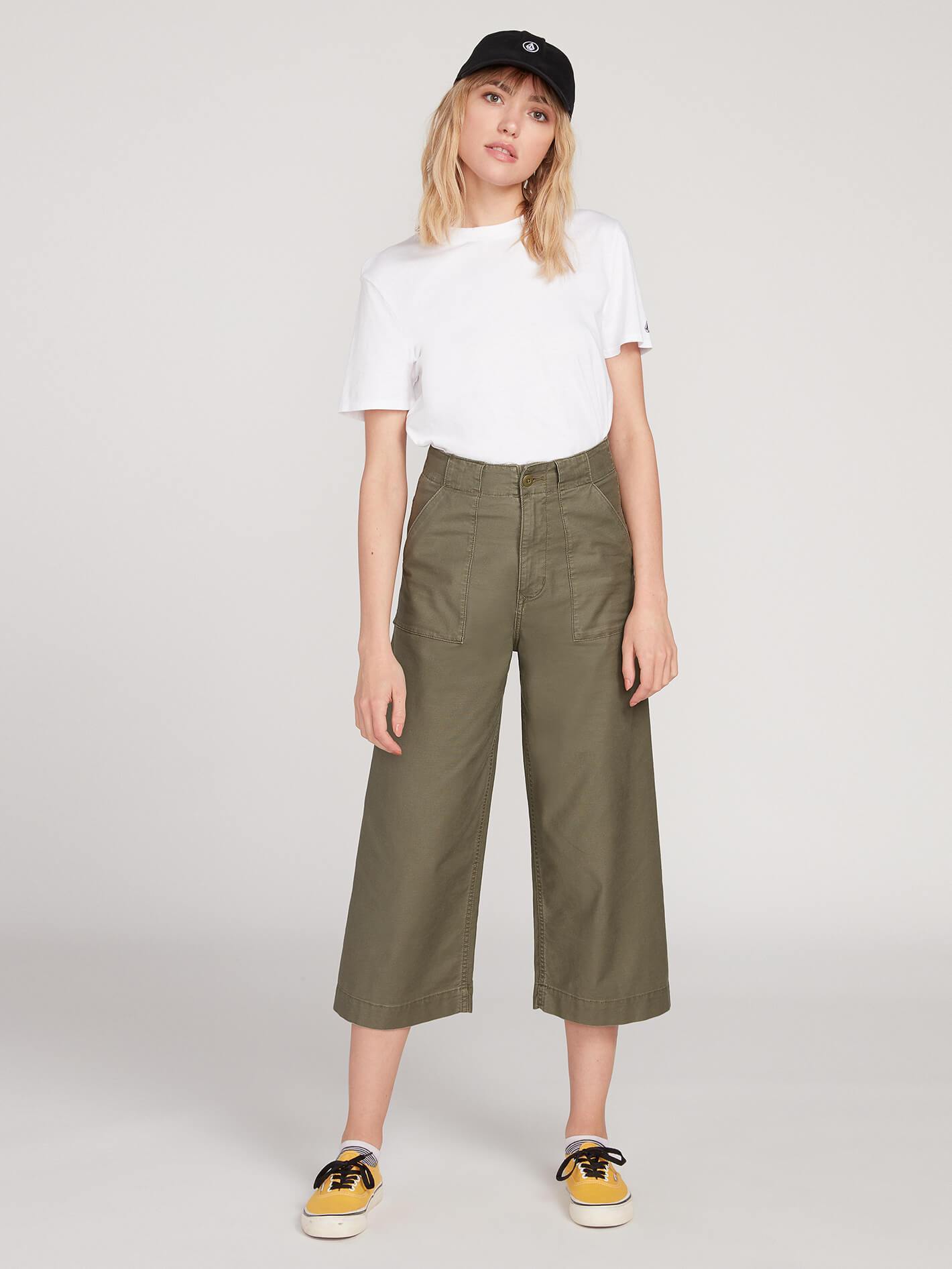 Army Whaler Wide Leg Pants - ARMY GREEN COMBO