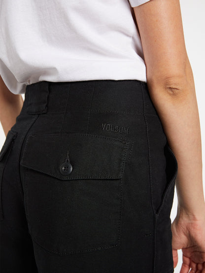 Army Whaler Flared Trousers - BLACK