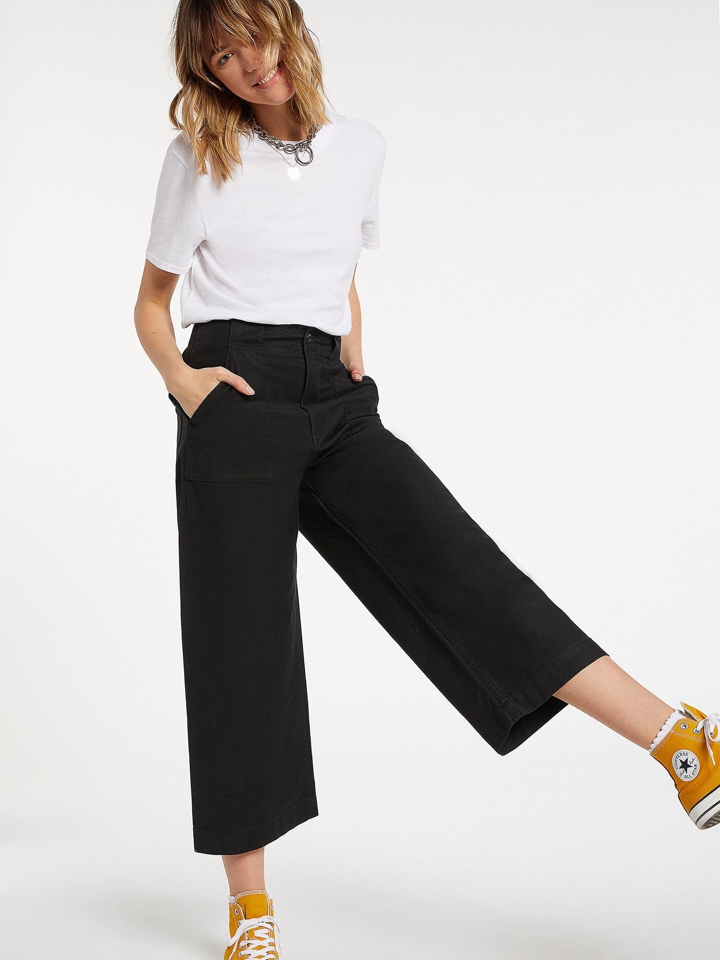 Army Whaler Flared Trousers - BLACK