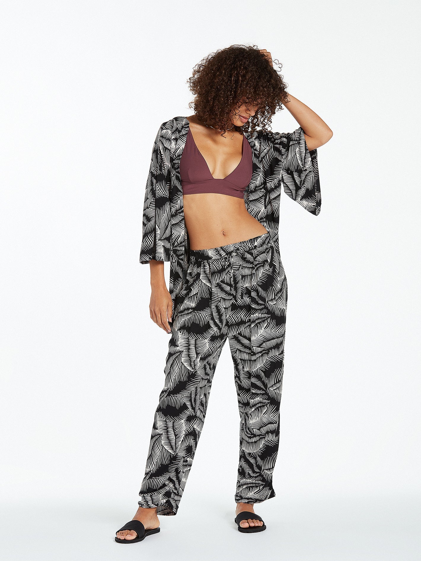 Stay Palm Pants - BLACK WHITE