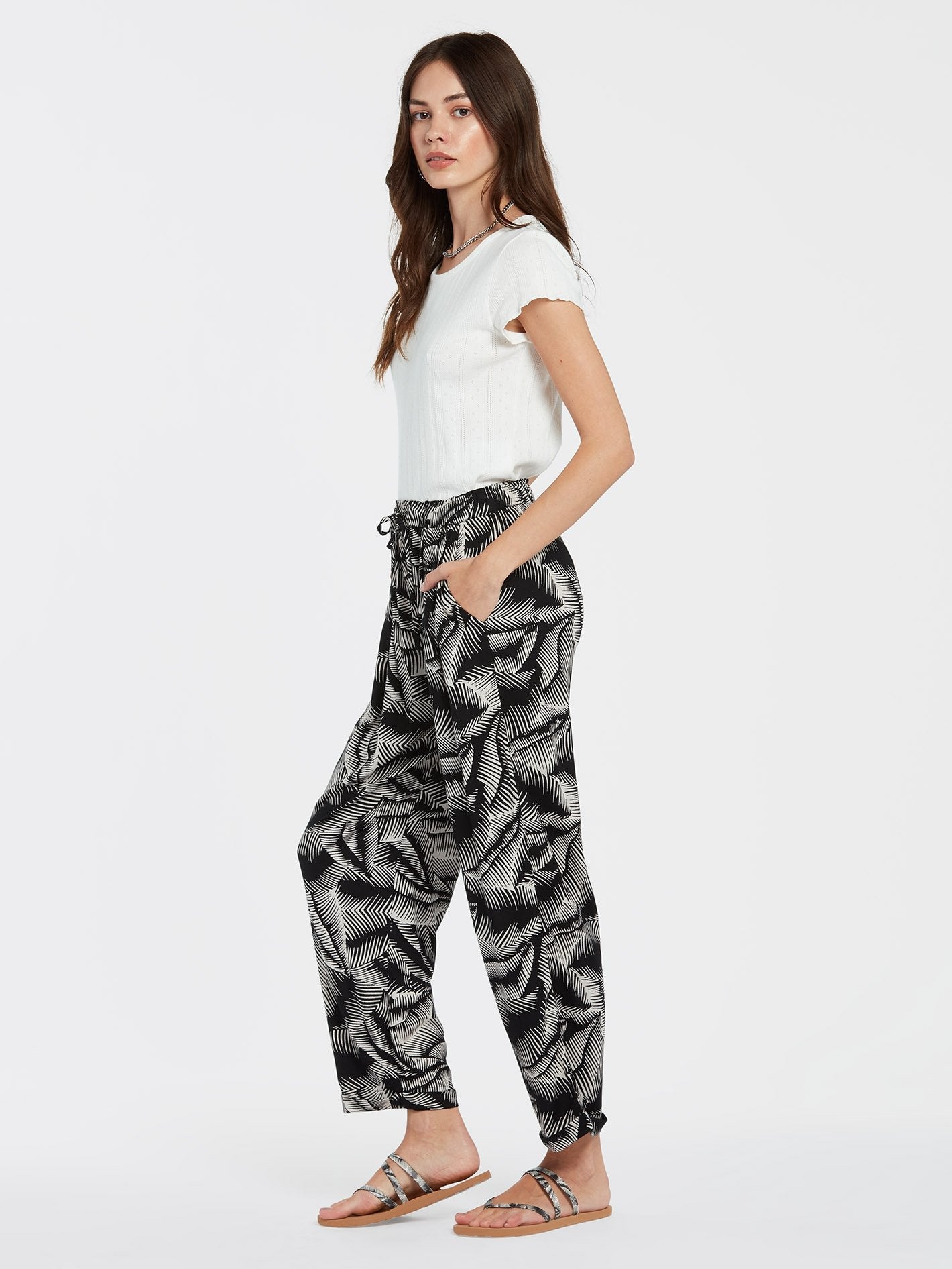 Stay Palm Pants - BLACK WHITE