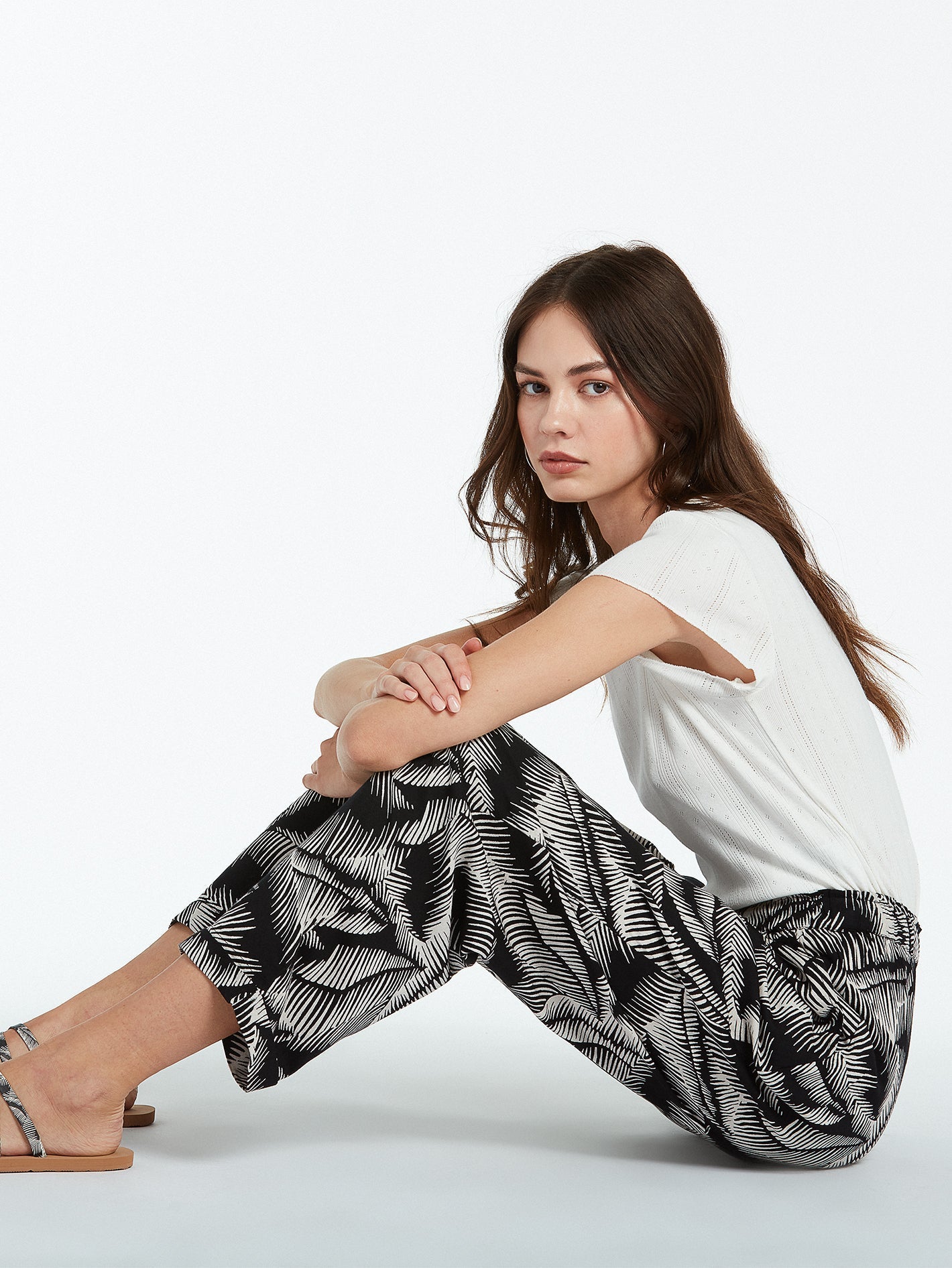 Stay Palm Pants - BLACK WHITE