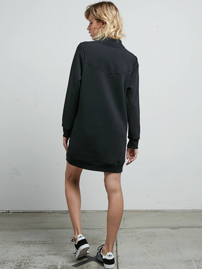 BURN CITY FLCE KLEID VINTAGE SCHWARZ