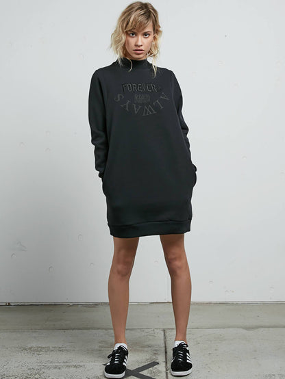 BURN CITY FLCE KLEID VINTAGE SCHWARZ