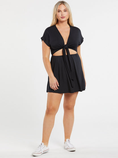 Coco Kleid mit Bindeband vorne – SCHWARZ