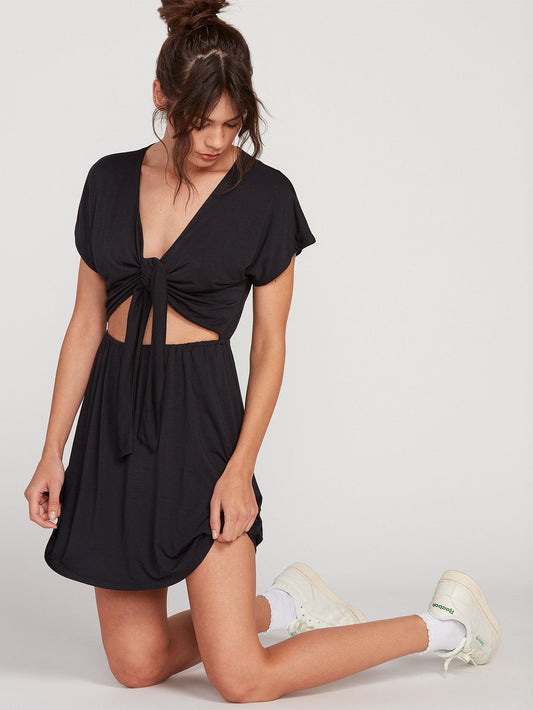 Coco Kleid mit Bindeband vorne – SCHWARZ