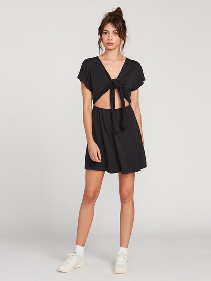 Coco Kleid mit Bindeband vorne – SCHWARZ